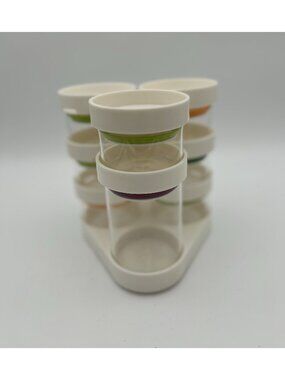 Joseph Joseph Spice Store Carousel-Off White-8 Glass Jars w/Lids- Rotating Base